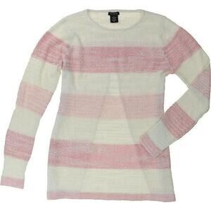 Calvin Klein Sweater Jumper Women XL Pink Striped Pullover Long Sleeve Fairy Kei